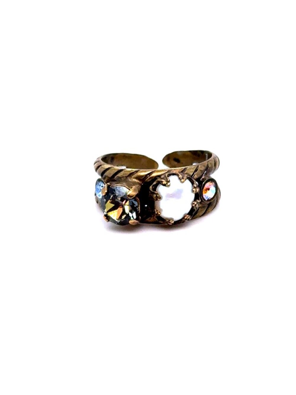 Sorrelli Pearl Rhinestones Open Back Ring